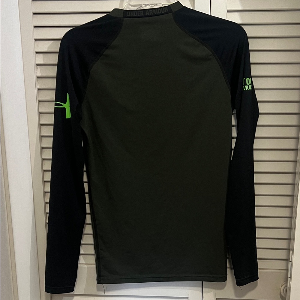 Under Armour Black & Army Green Compression Shirt w/ Neon Tough Mudder Graphics - Picture 5 of 9
